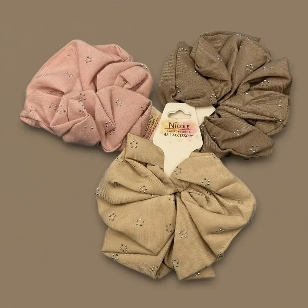 Nicole‎ Hair Scrunchies Trio - Pink, Brown, Tan